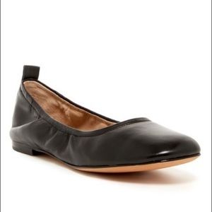 Marc Fisher Black Leather Fray Ballet Flats NEW